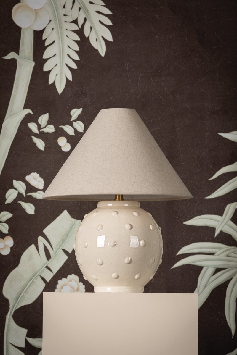 Mitzi Annabelle Table Lamp, Dimmable, Aged Brass Finish, 18” Height, Natural Linen Shade