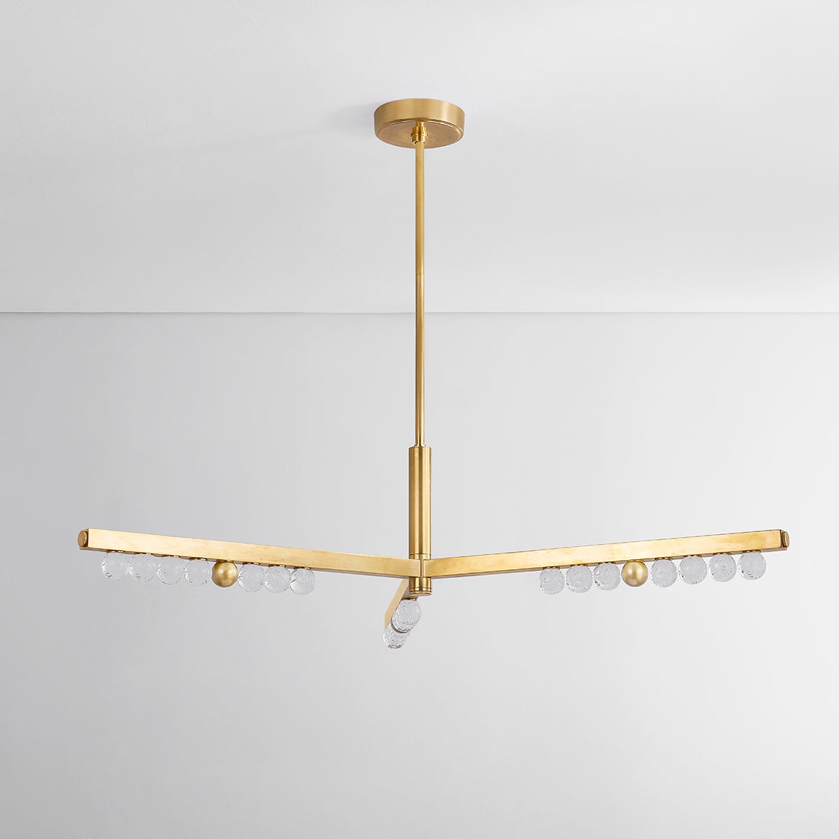 Annecy 6-Light Chandelier by Corbett Lighting, Vintage Brass with Clear Crystal Shades, Dimmable, ETL Damp Rated
