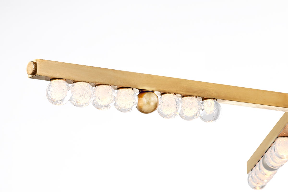 Annecy 6-Light Chandelier by Corbett Lighting, Vintage Brass with Clear Crystal Shades, Dimmable, ETL Damp Rated