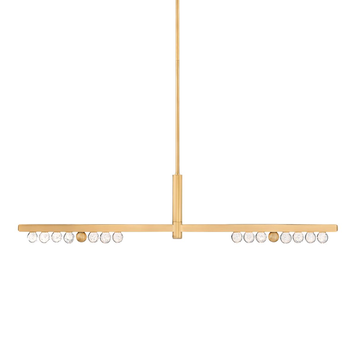 Annecy Linear Chandelier 382-51-VB by Corbett Lighting, Vintage Brass with Crystal Orbs, 550 Lumens