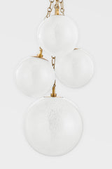 Antoinette 4-Light Pendant by Corbett Lighting in Vintage Brass with Dimmable Lighting and Glass Shade