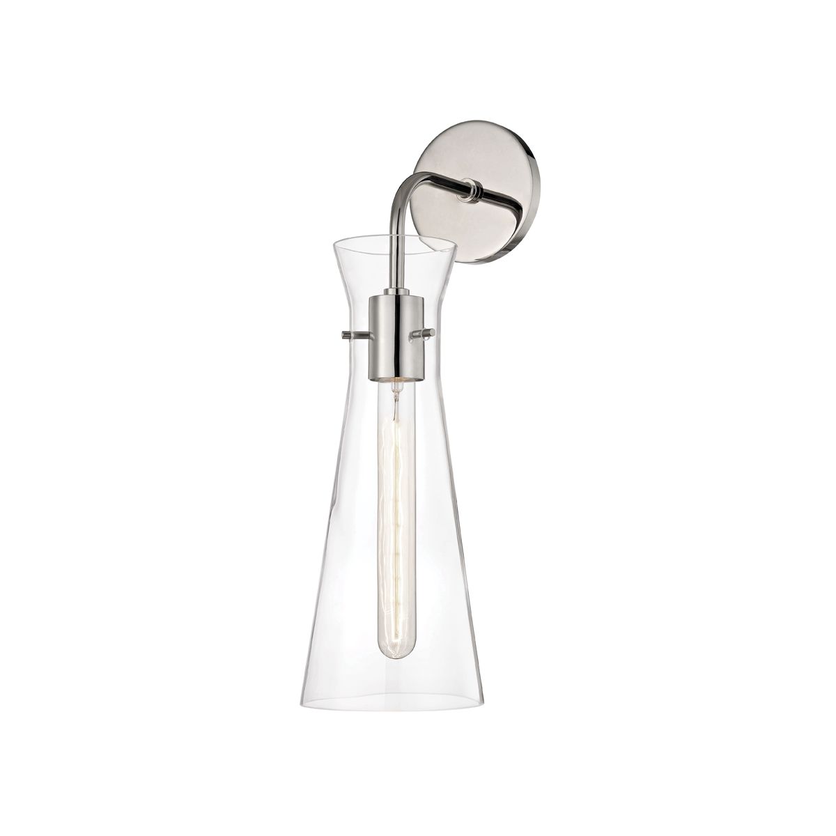 Anya Sconce by Mitzi - 18.5" Tall, Dimmable, Aged Brass & Polished Nickel, Clear Glass Shade
