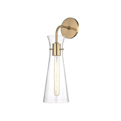 Anya Sconce by Mitzi - 18.5" Tall, Dimmable, Aged Brass & Polished Nickel, Clear Glass Shade