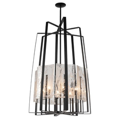Arc 8-Light Tall Pendant by Hubbardton Forge - Adjustable Multi-Stem System, Elegant White Swirl Glass Shade