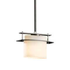 Arc Ellipse Mini Pendant Light by Hubbardton Forge – Dimmable, Handcrafted Steel & Opal Glass, Adjustable Height