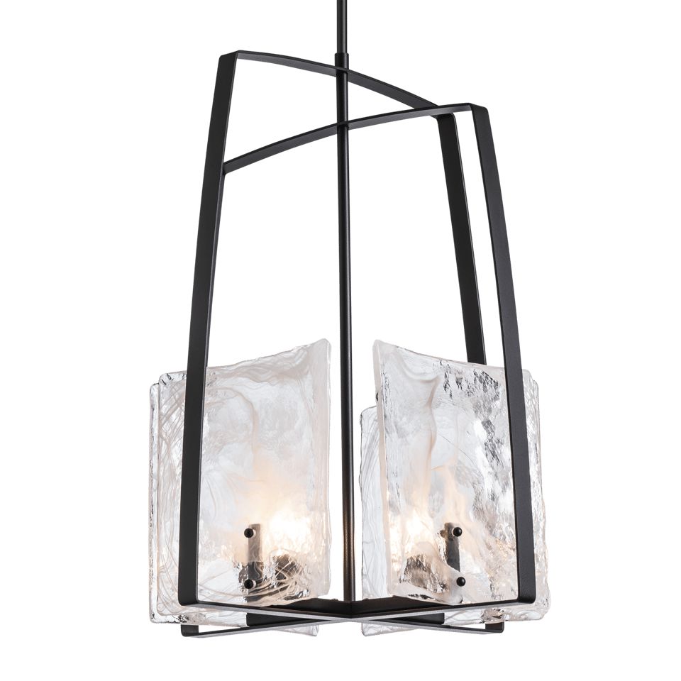 Hubbardton Forge Arc Pendant Light – Handmade Glass Panels, Dimmable, UL Damp Rated, 4 Bulb Fixture