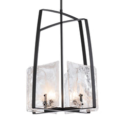 Hubbardton Forge Arc Pendant Light – Handmade Glass Panels, Dimmable, UL Damp Rated, 4 Bulb Fixture