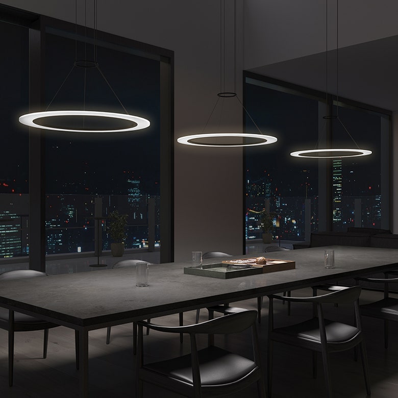 SONNEMAN 24-Inch Arctic Rings Dimmable LED Pendant Light with Optical Acrylic Shade