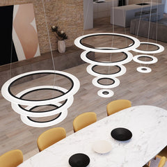 Sonnenman Arctic Rings 3-Tier LED Chandelier - Dimmable, Energy-Efficient, 5500 Lumens