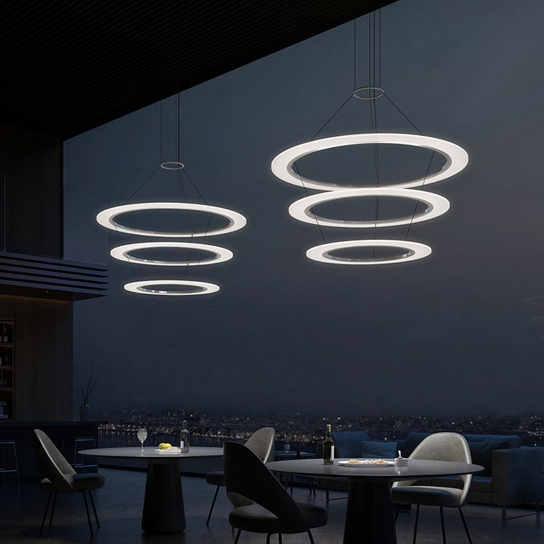 Sonnenman Arctic Rings 3-Tier LED Chandelier - Dimmable, Energy-Efficient, 5500 Lumens