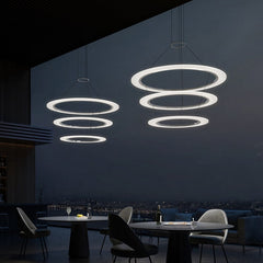Sonnenman Arctic Rings 3-Tier LED Chandelier - Dimmable, Energy-Efficient, 5500 Lumens