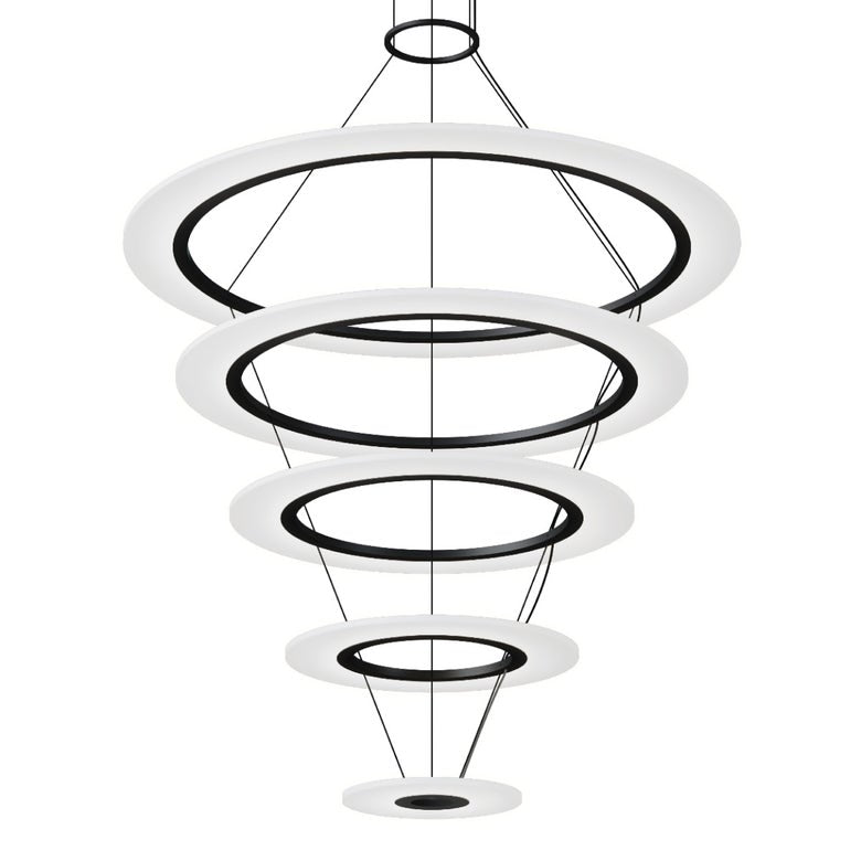 SONNEMAN 2078 Quintuple Arctic Rings Triple LED Chandelier, Dimmable, Customizable Height, 6600 Lumens