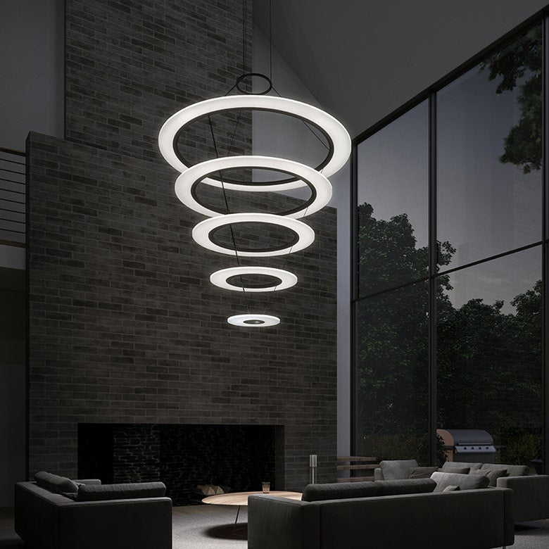 SONNEMAN 2078 Quintuple Arctic Rings Triple LED Chandelier, Dimmable, Customizable Height, 6600 Lumens