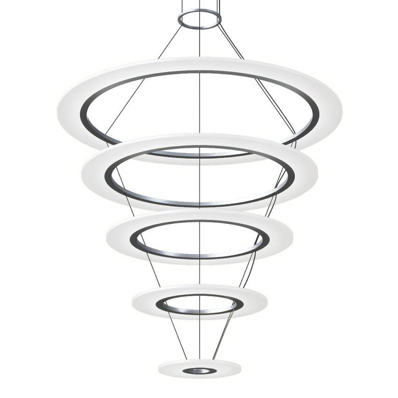 SONNEMAN 2078 Quintuple Arctic Rings Triple LED Chandelier, Dimmable, Customizable Height, 6600 Lumens