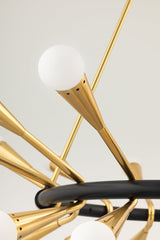 Aries Chandelier 30-Light by Corbett Lighting in Vintage Polished Brass & Deep Bronze Finish
