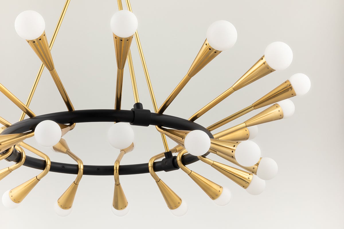 Aries Chandelier 30-Light by Corbett Lighting in Vintage Polished Brass & Deep Bronze Finish