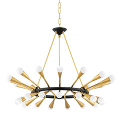 Aries Chandelier 30-Light by Corbett Lighting in Vintage Polished Brass & Deep Bronze Finish