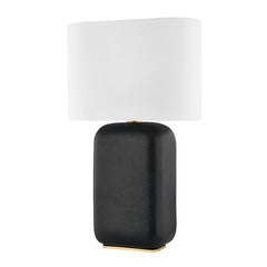 Arthur Table Lamp 26" Tall With Dimmable Functionality Aged Brass Base And White Linen Shade