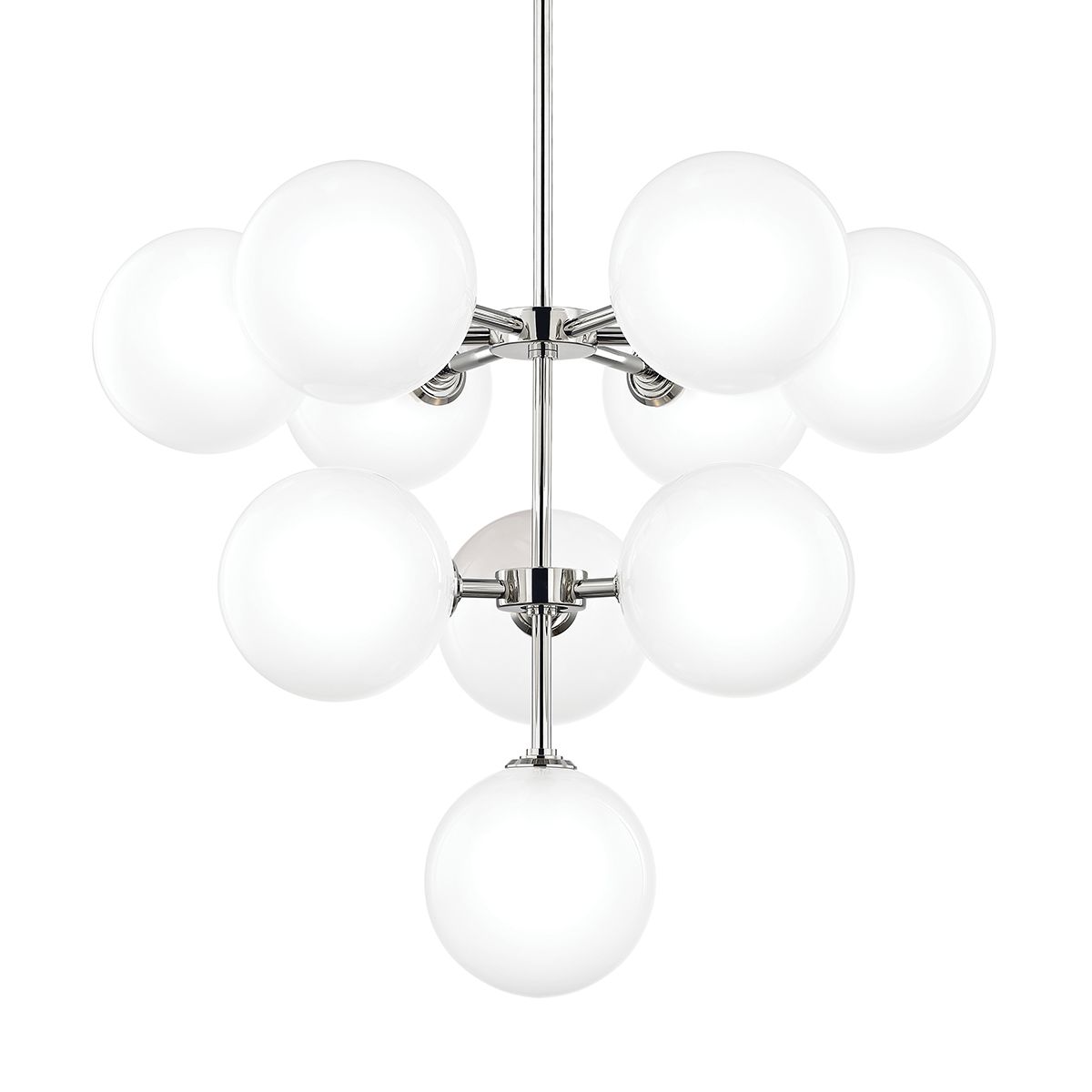 Ashleigh Chandelier by Mitzi H122810 - 10 Lights, Dimmable, Opal Matte Glass, Aged Brass & Polished Nickel