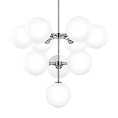 Ashleigh Chandelier by Mitzi H122810 - 10 Lights, Dimmable, Opal Matte Glass, Aged Brass & Polished Nickel