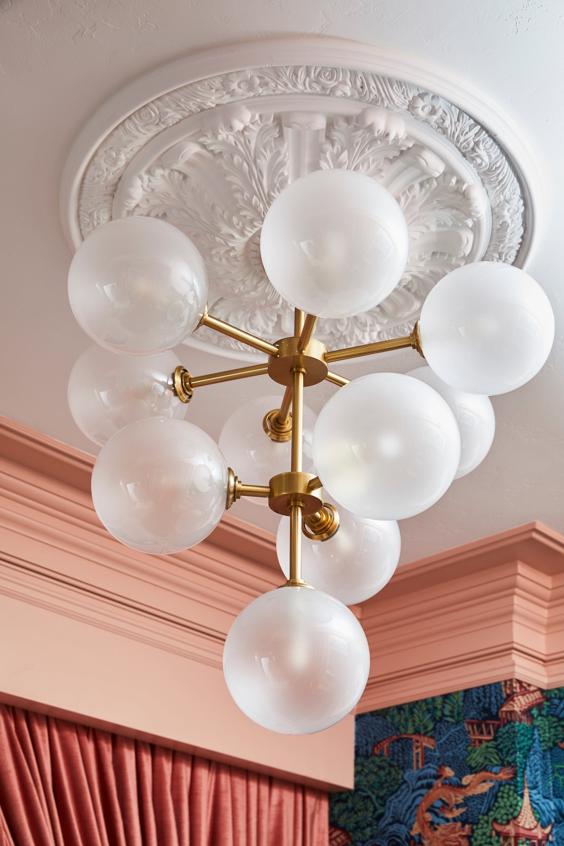 Ashleigh Chandelier by Mitzi H122810 - 10 Lights, Dimmable, Opal Matte Glass, Aged Brass & Polished Nickel