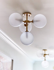 Mitzi Ashleigh 4-Bulb Semi-Flush Ceiling Light with Opal Matte Glass, Dimmable & UL Damp Rated, 20.25" W