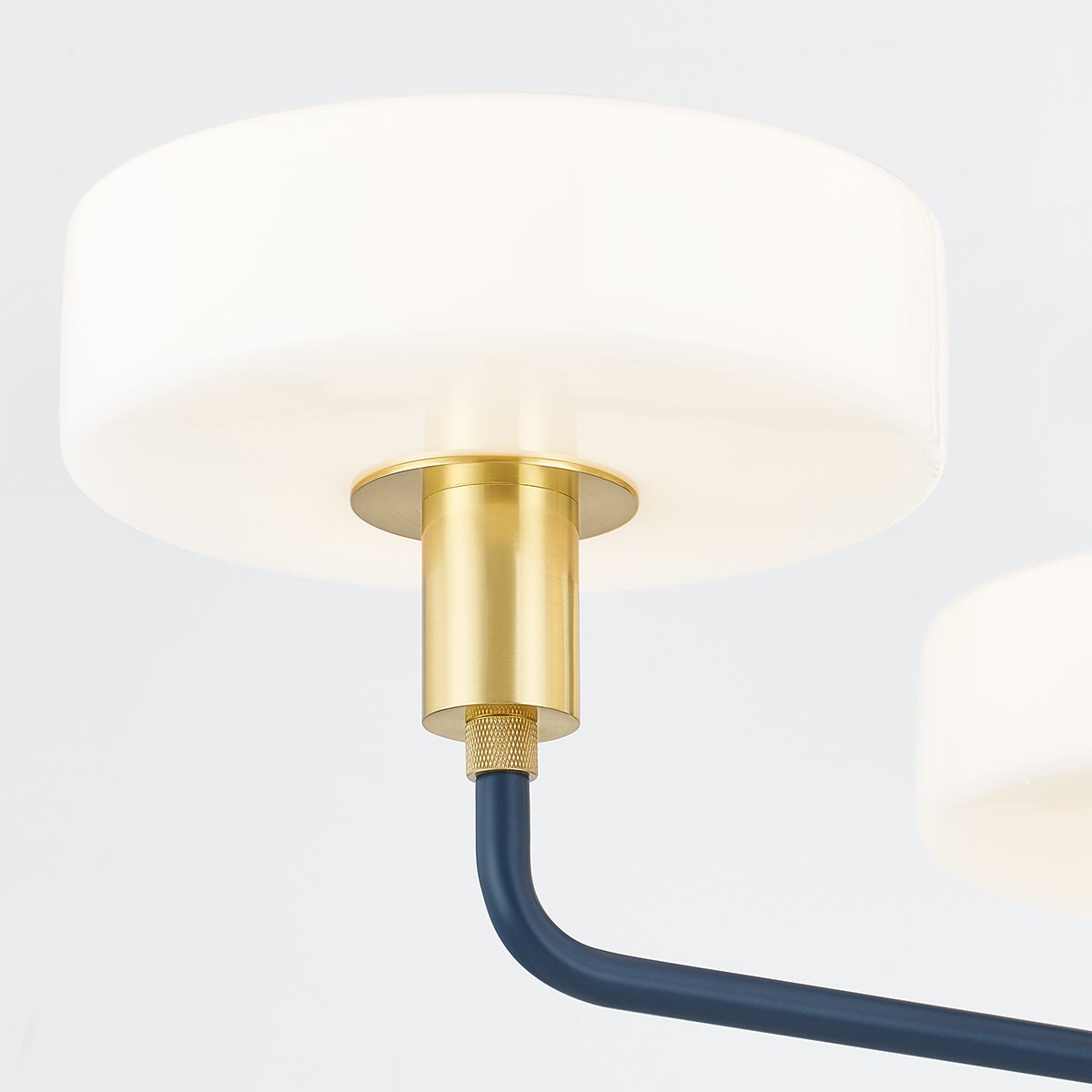 Aston 3-Light Chandelier by Mitzi in Aged Brass and Slate Blue, Dimmable, UL Damp Rated, 12.25"H x 24.25"W