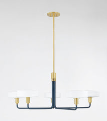 Aston 5-Light Chandelier in Slate Blue with Aged Brass Accents - Adjustable & Dimmable Design
