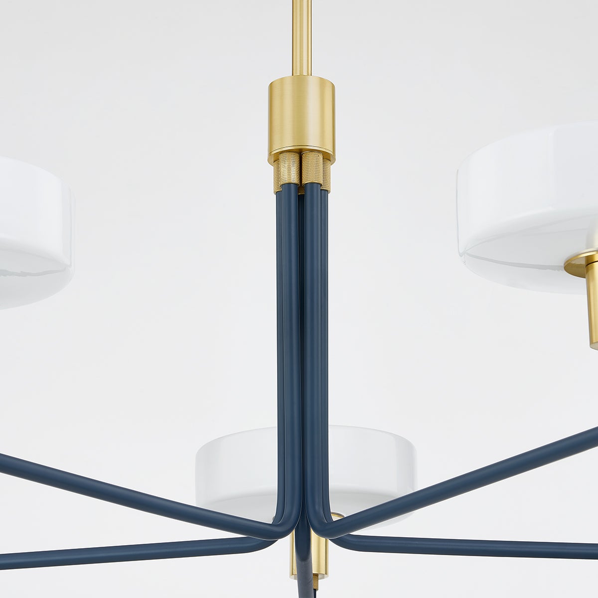 Aston 5-Light Chandelier in Slate Blue with Aged Brass Accents - Adjustable & Dimmable Design