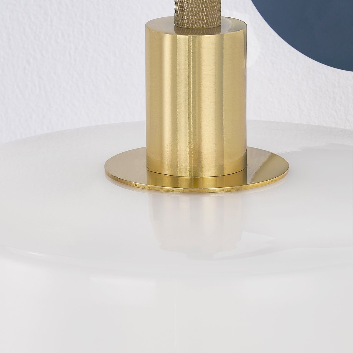 Mitzi Aston Sconce - Dimmable Geometric Wall Light with Opal Glass Shade, Aged Brass & Slate Blue Finish