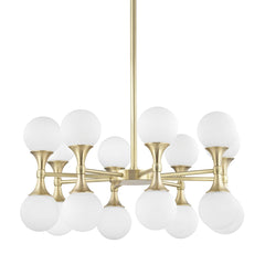 Astoria 16-Light Chandelier by Hudson Valley Lighting, Aged Brass Finish, Dimmable, Adjustable Height