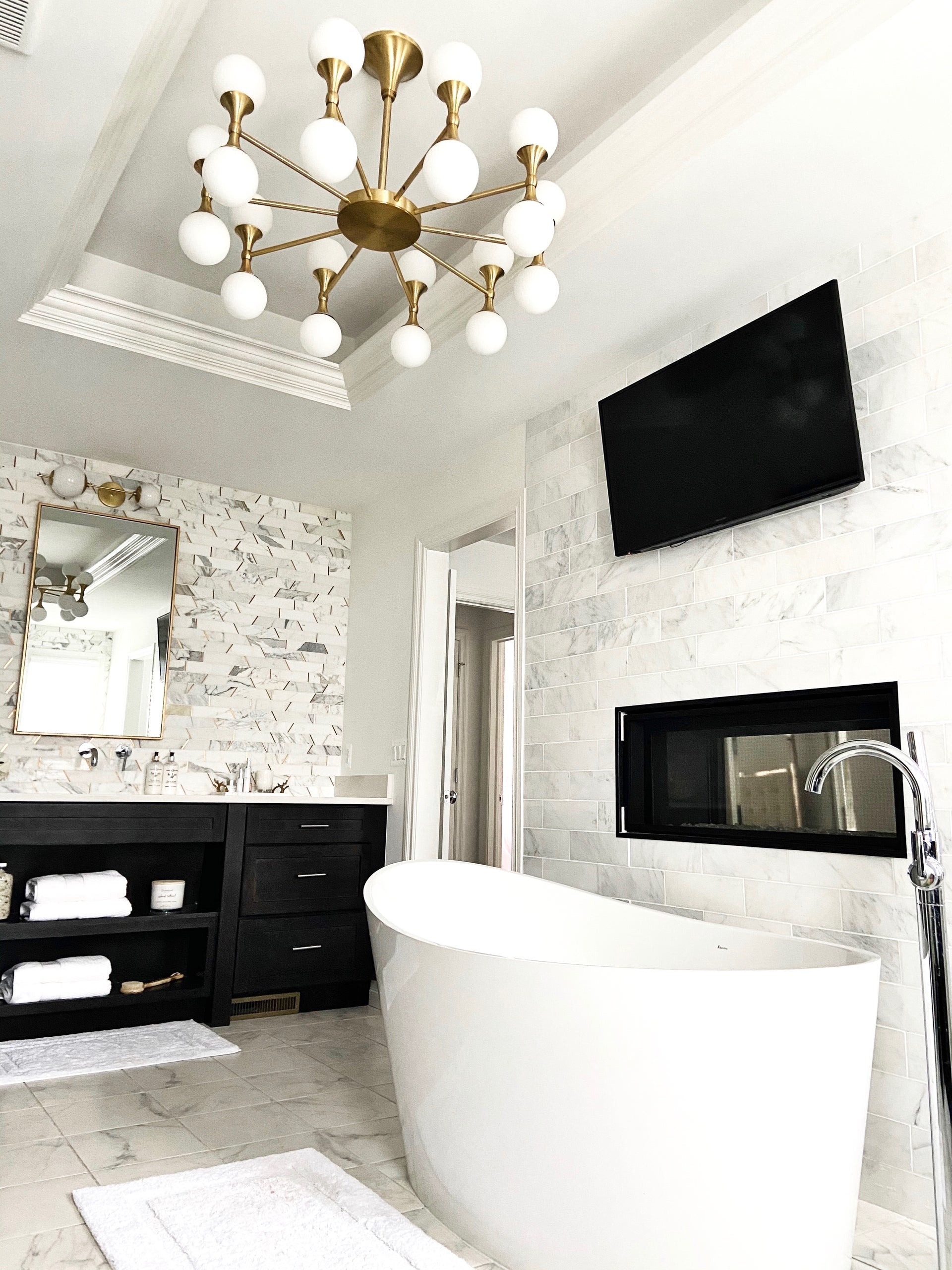 Astoria 20-Light Aged Brass Chandelier with Opal Matte Glass Shades and Dimmable Functionality