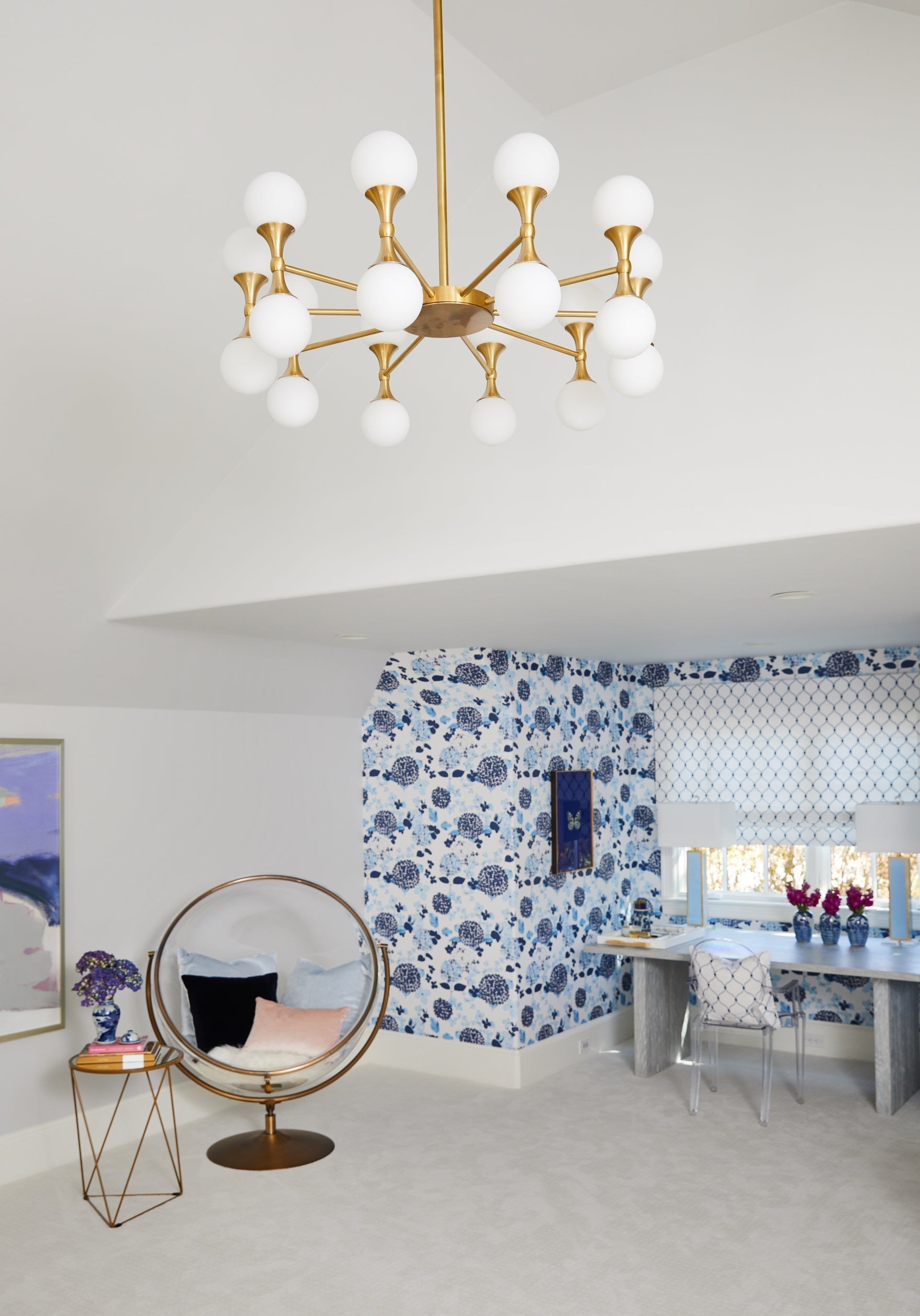 Astoria 20-Light Aged Brass Chandelier with Opal Matte Glass Shades and Dimmable Functionality