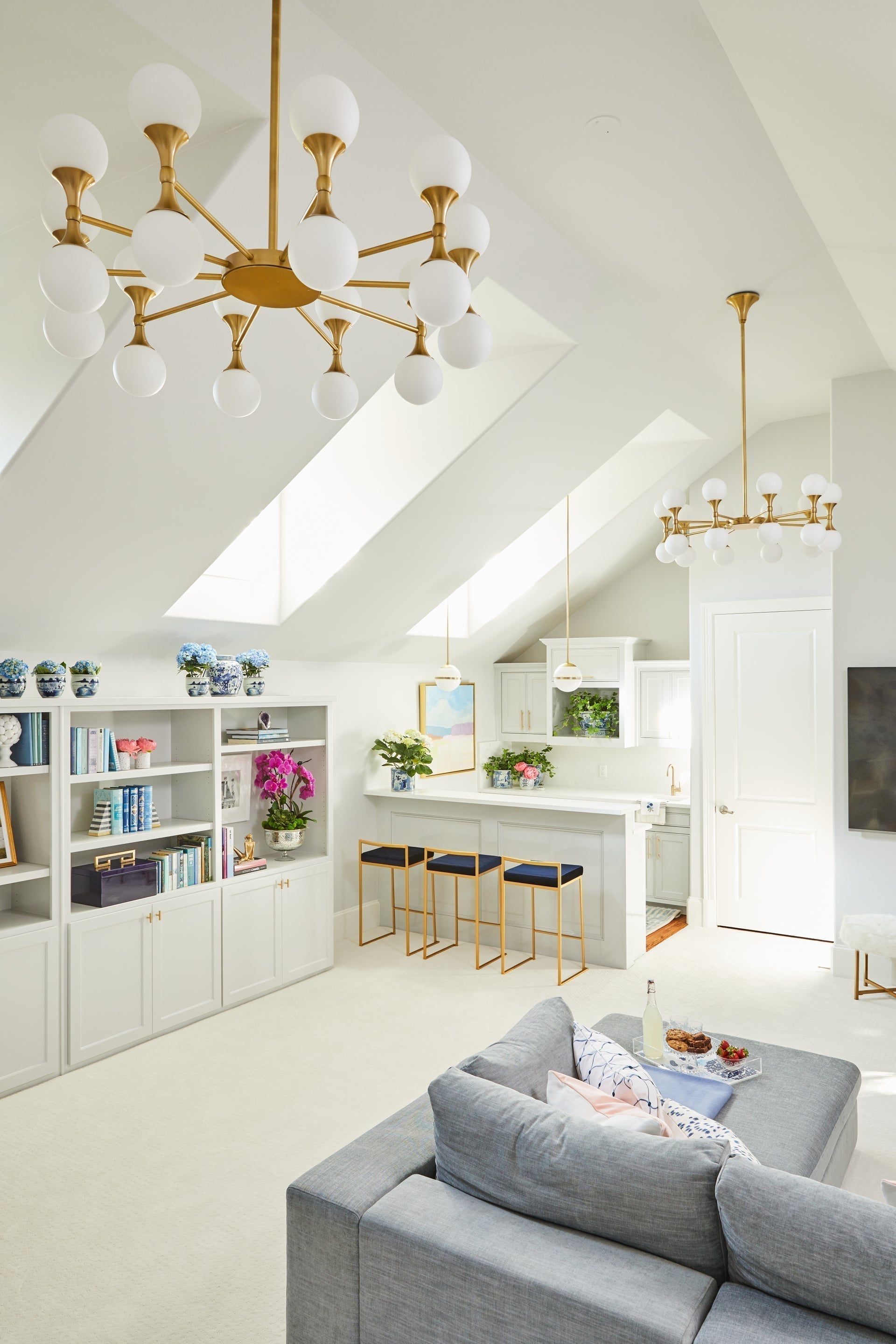 Astoria 20-Light Aged Brass Chandelier with Opal Matte Glass Shades and Dimmable Functionality