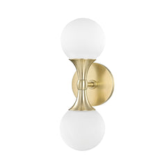 Astoria Sconce 13.5"H by Hudson Valley Lighting - Elegant Wall Light with Opal Matte Glass Shade, Aged Brass and Polished Chrome Finish
