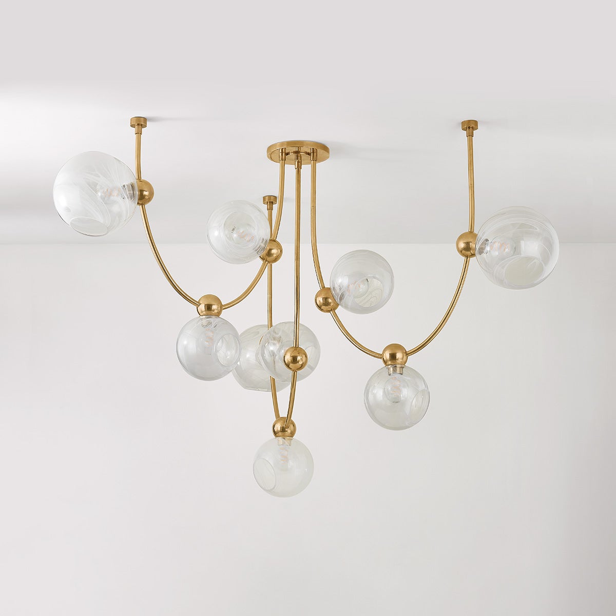 Astraia Vintage Brass Chandelier by Corbett Lighting - 9 Light Celestial Design, 43" x 66.75