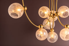 Astraia Vintage Brass Chandelier by Corbett Lighting - 9 Light Celestial Design, 43" x 66.75