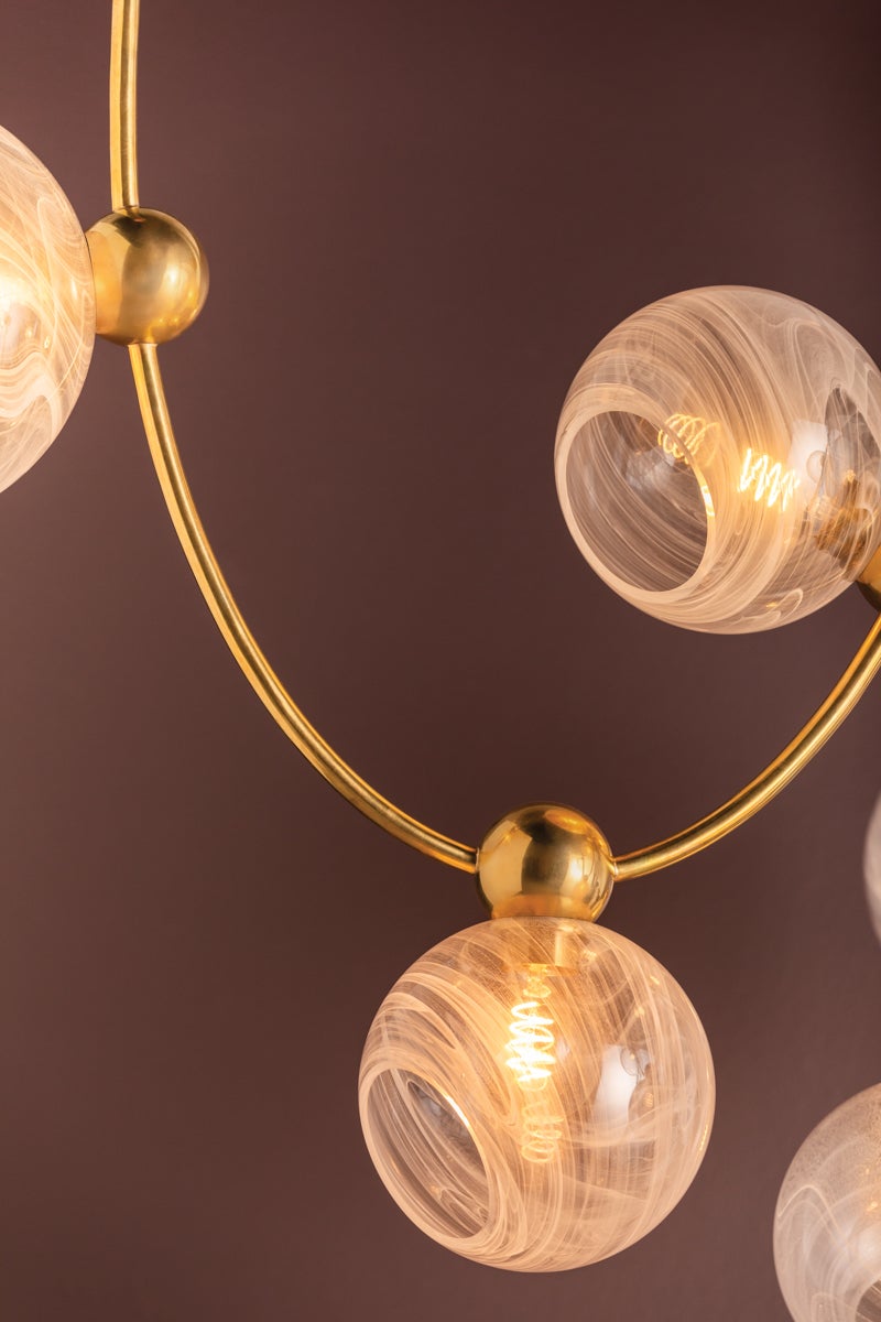 Astraia Vintage Brass Chandelier by Corbett Lighting - 9 Light Celestial Design, 43" x 66.75