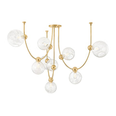 Astraia Vintage Brass Chandelier by Corbett Lighting - 9 Light Celestial Design, 43" x 66.75