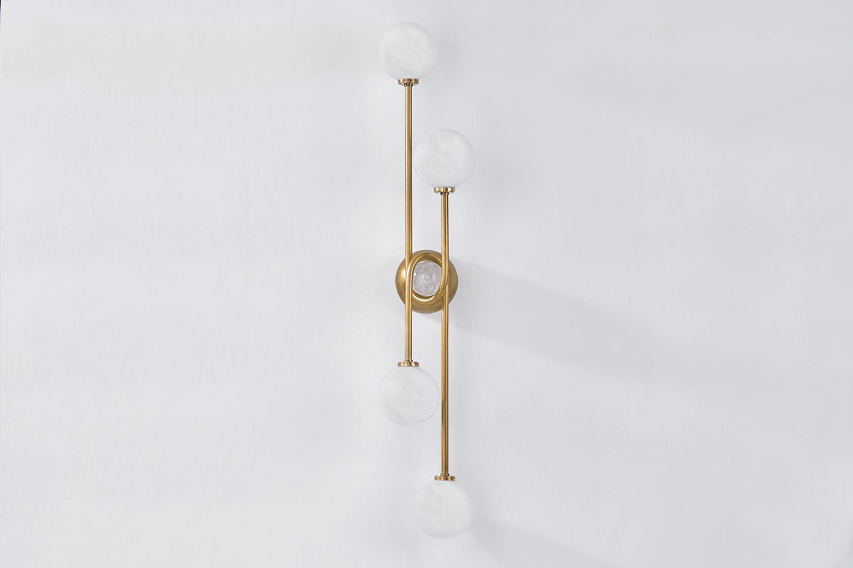 Astro Sconce 36.75" Height by Corbett Lighting - Vintage Brass Finish, Art Deco Design, Dimmable, ETL Listed