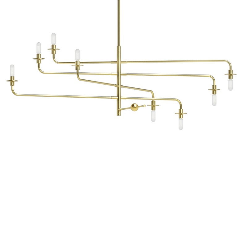 Atelier 8-Light Chandelier by SONNEMAN with Dimming Capability, Satin Black & Brass Finish