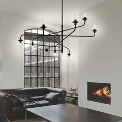 Atelier 8-Light Chandelier by SONNEMAN with Dimming Capability, Satin Black & Brass Finish
