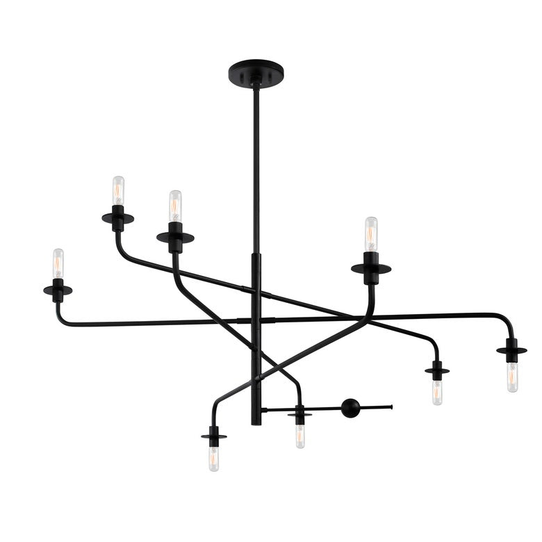 Atelier 8-Light Chandelier by SONNEMAN with Dimming Capability, Satin Black & Brass Finish