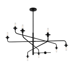 Atelier 8-Light Chandelier by SONNEMAN with Dimming Capability, Satin Black & Brass Finish