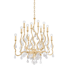 Aveline 12-Light Chandelier by Corbett Lighting - Unique Swirl Design in Black Silver Leaf or Gold Leaf