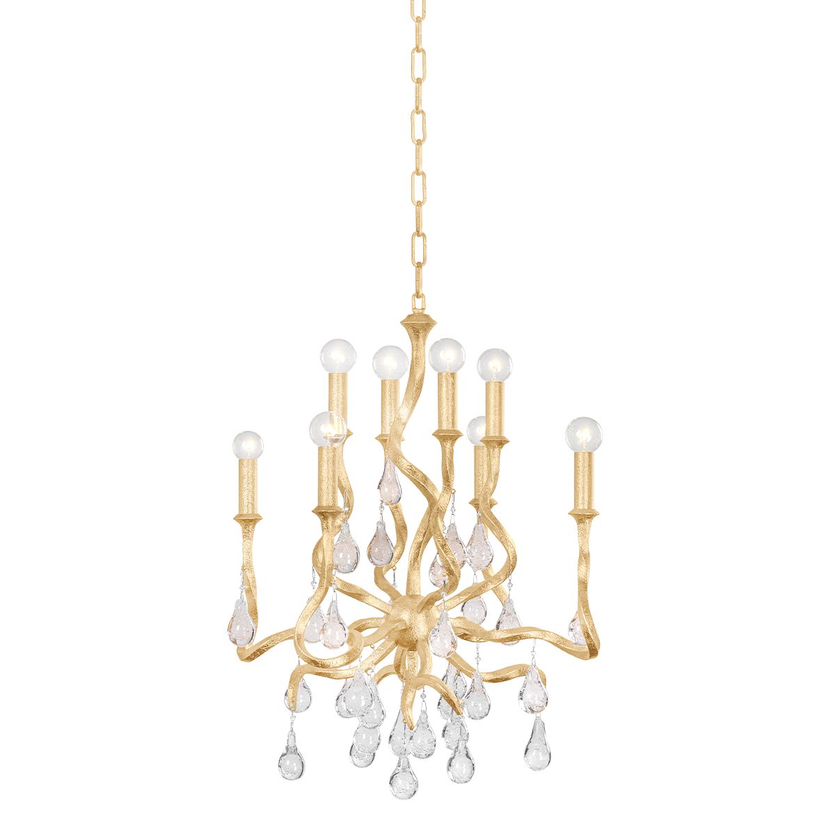 Aveline Mini Chandelier 22.75" Height 8 Lights Black Silver Leaf or Gold Leaf Finish by Corbett Lighting