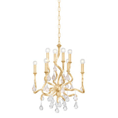 Aveline Mini Chandelier 22.75" Height 8 Lights Black Silver Leaf or Gold Leaf Finish by Corbett Lighting
