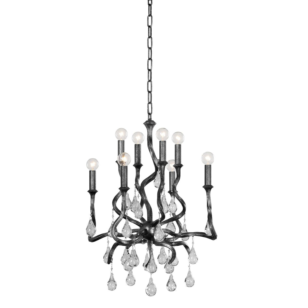 Aveline Mini Chandelier 22.75" Height 8 Lights Black Silver Leaf or Gold Leaf Finish by Corbett Lighting