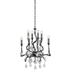 Aveline Mini Chandelier 22.75" Height 8 Lights Black Silver Leaf or Gold Leaf Finish by Corbett Lighting