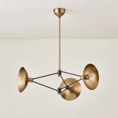 Axel Chandelier by Troy Lighting, Modern Design with Soft Black Finish & Patina Brass Accents, 36" Wide